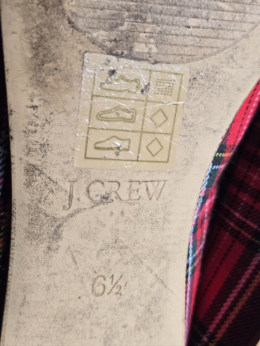 J. Crew Stewart Red Tartan Plaid Smoking Loafer Size 6.5 - Picture 7 of 9